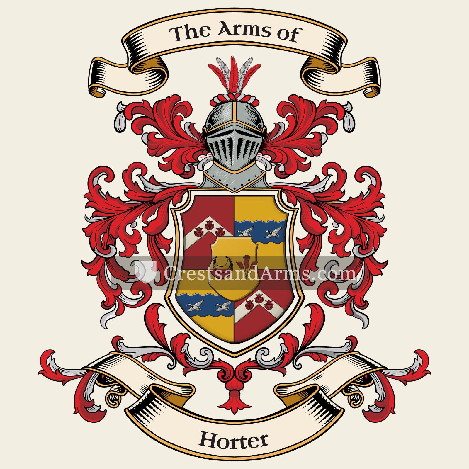 The Horter coat of arms, drawn from the recorded blazon
