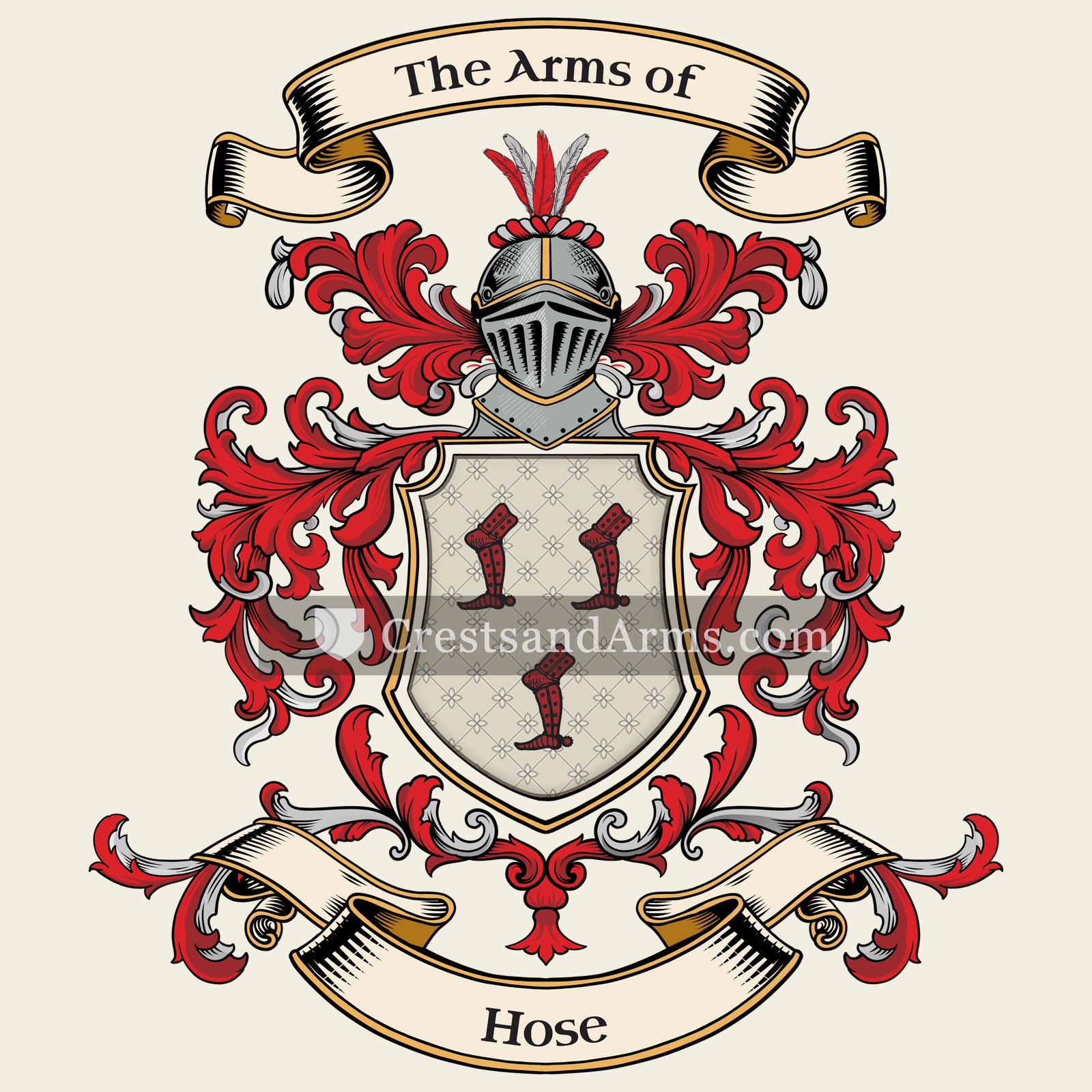 The Hose coat of arms, drawn from the recorded blazon