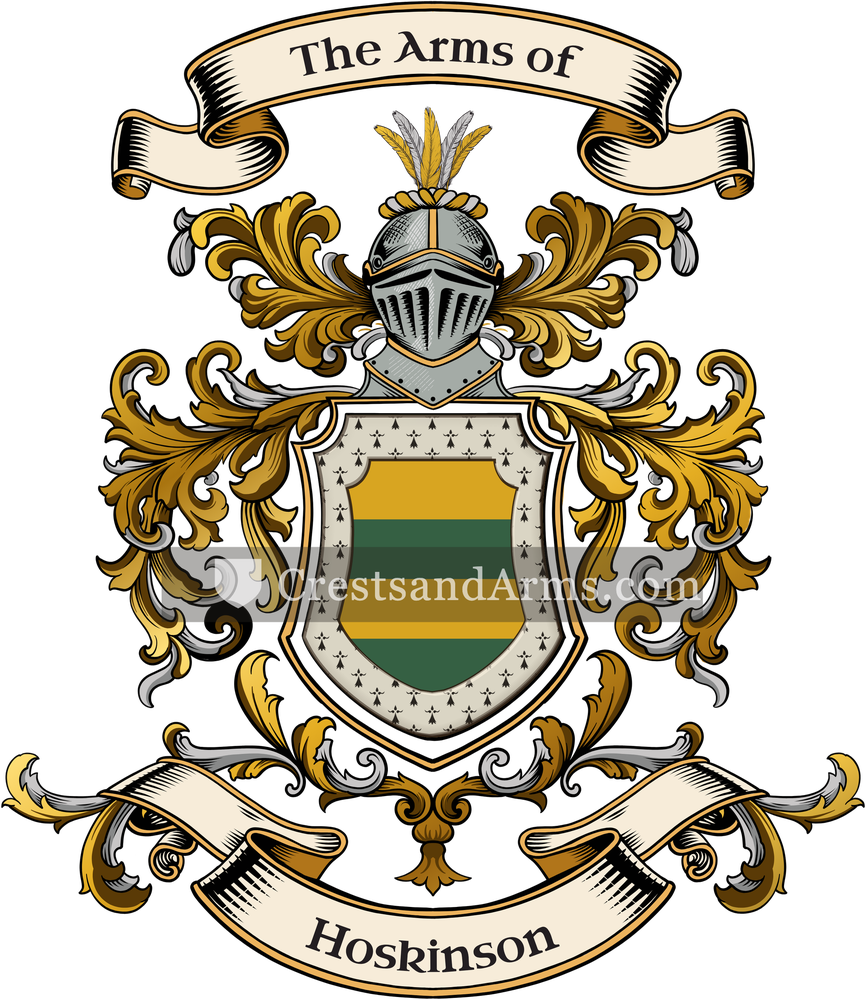 The Hoskinson coat of arms, drawn from the recorded blazon