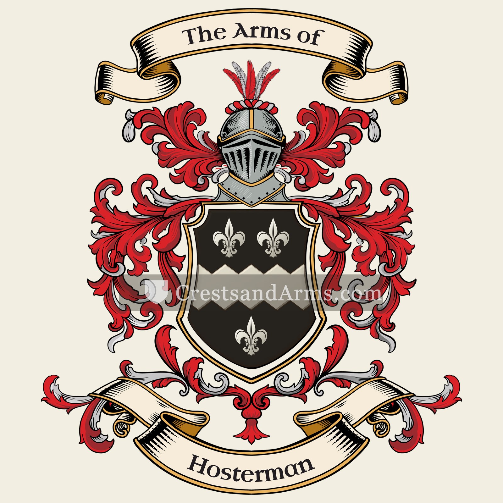 The Hosterman coat of arms, drawn from the recorded blazon
