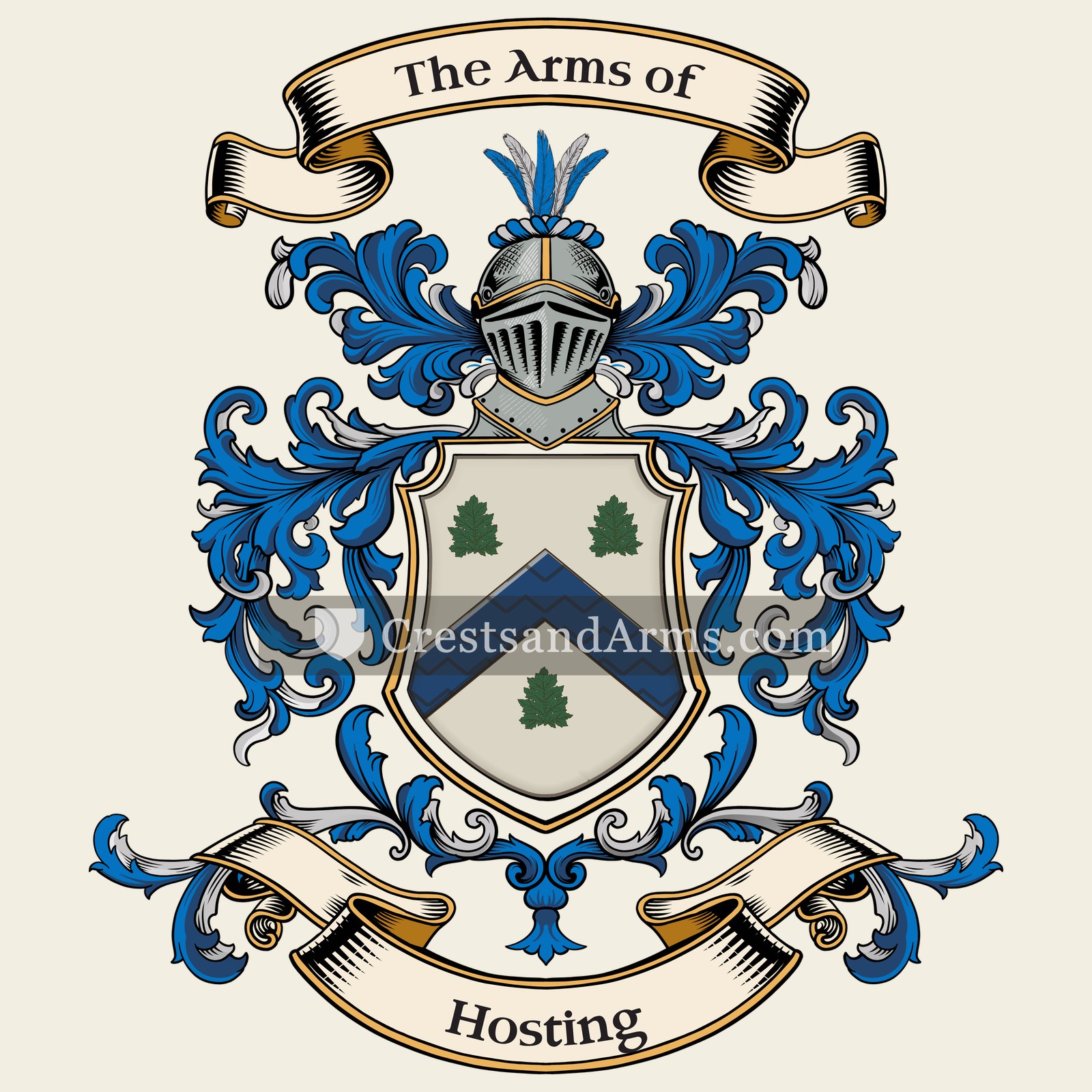 The Hosting coat of arms, drawn from the recorded blazon