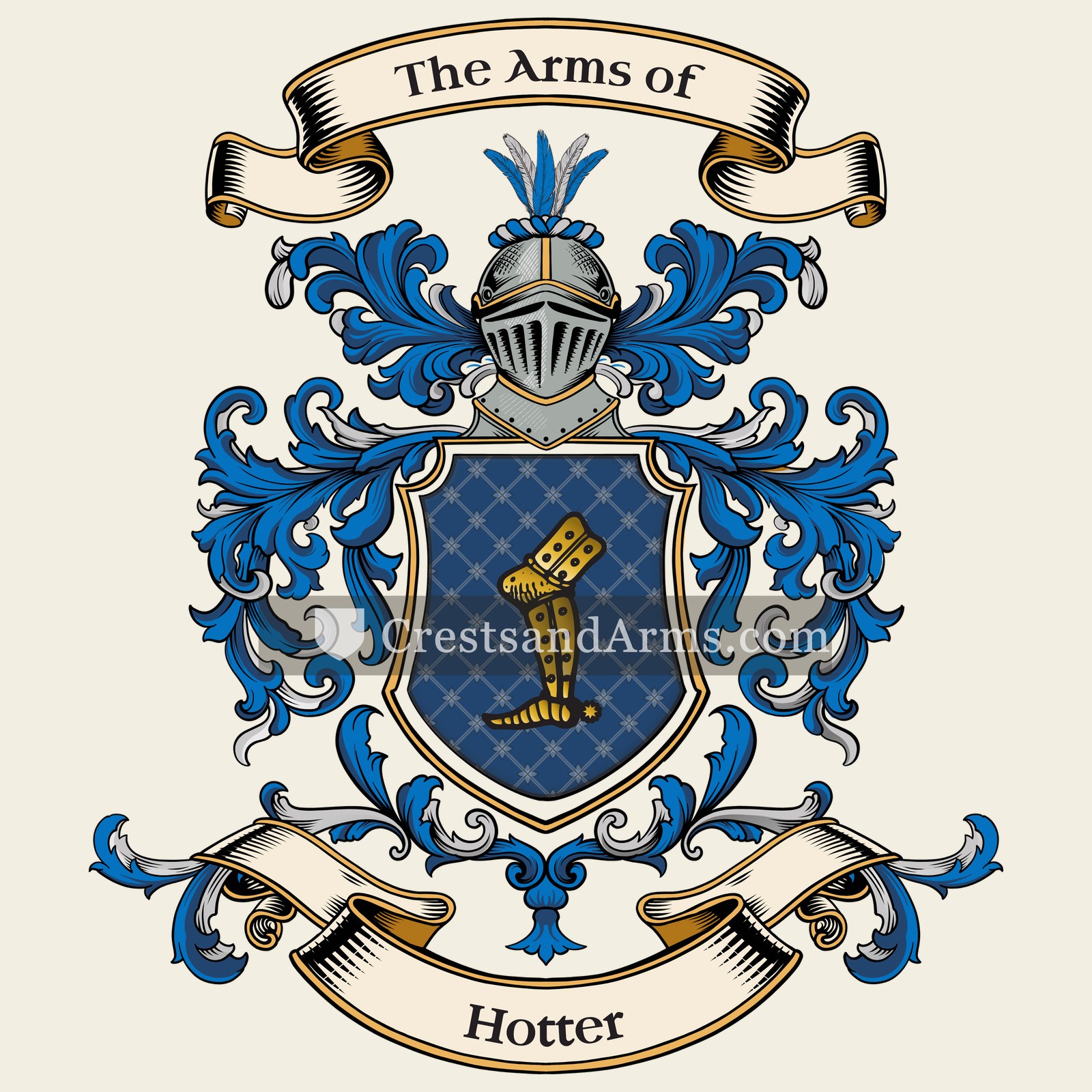 The Hotter coat of arms, drawn from the recorded blazon