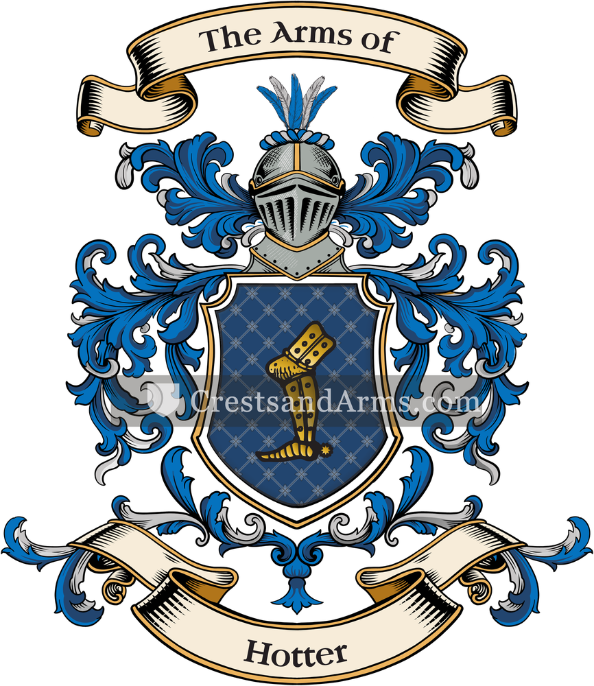 The Hotter coat of arms, drawn from the recorded blazon