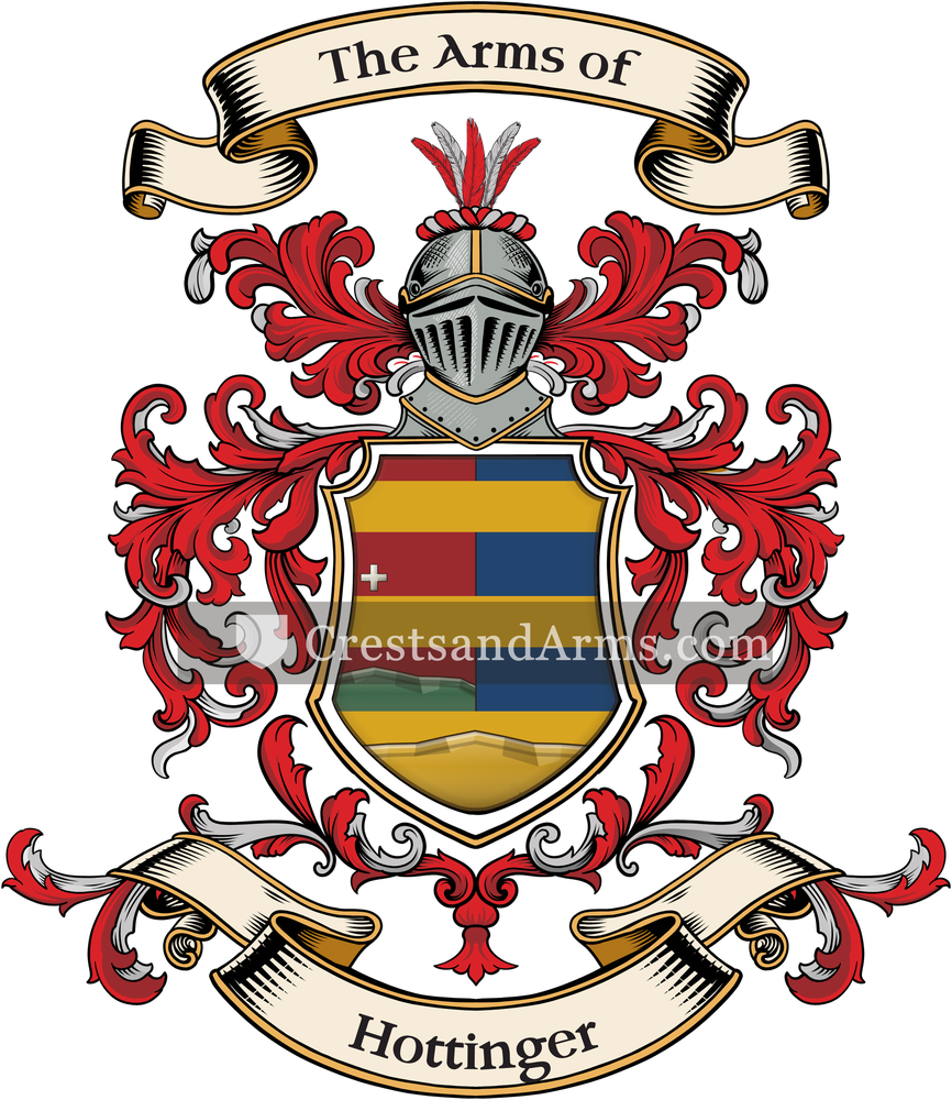 The Hottinger coat of arms, drawn from the recorded blazon
