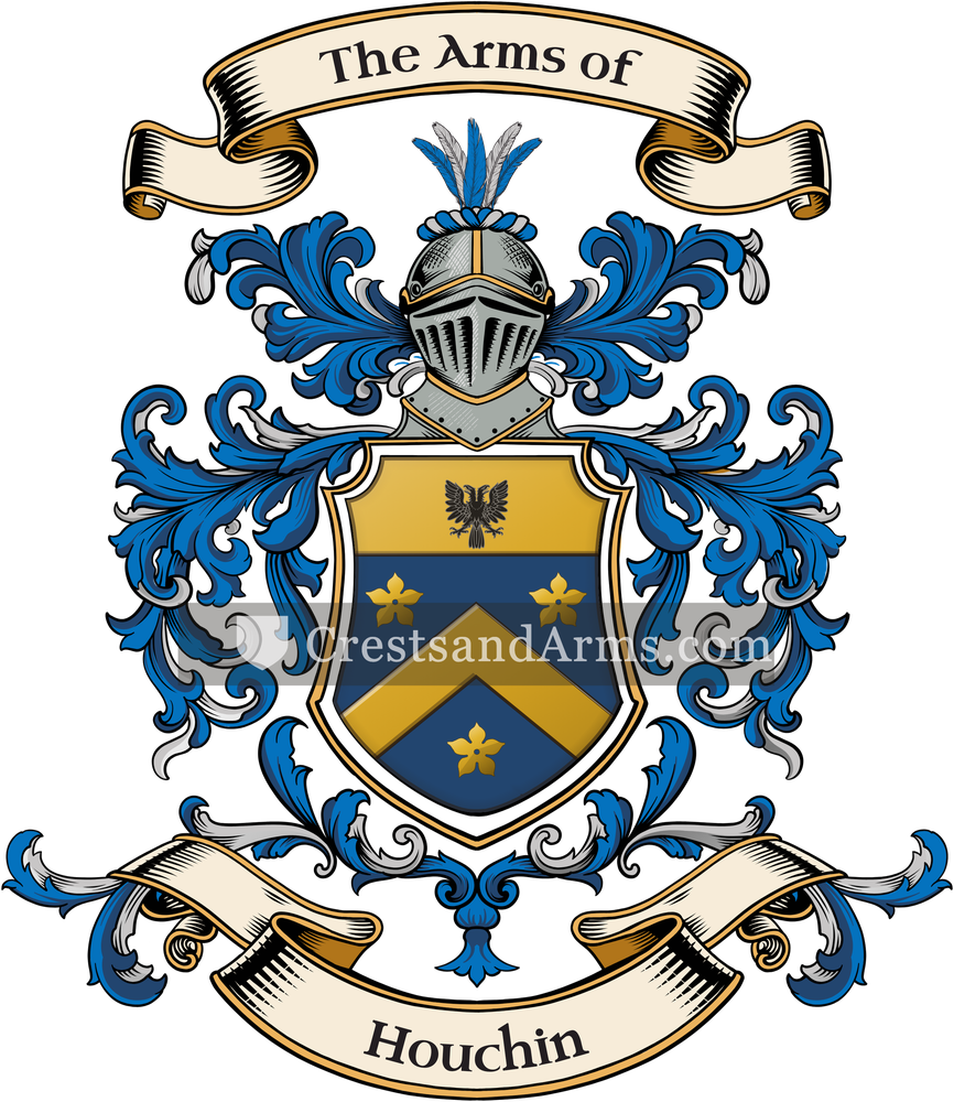 The Houchin coat of arms, drawn from the recorded blazon