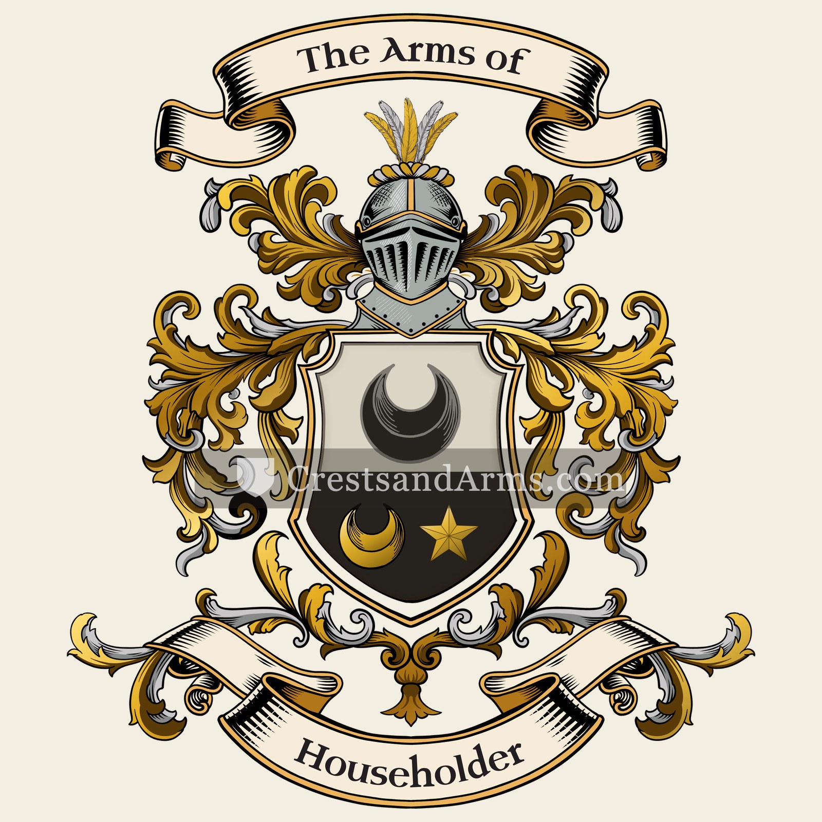 The Householder coat of arms, drawn from the recorded blazon