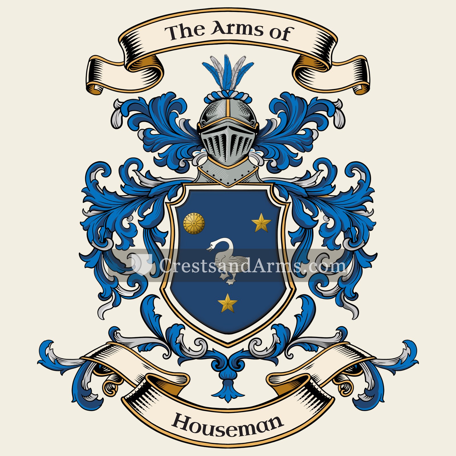 The Houseman coat of arms, drawn from the recorded blazon