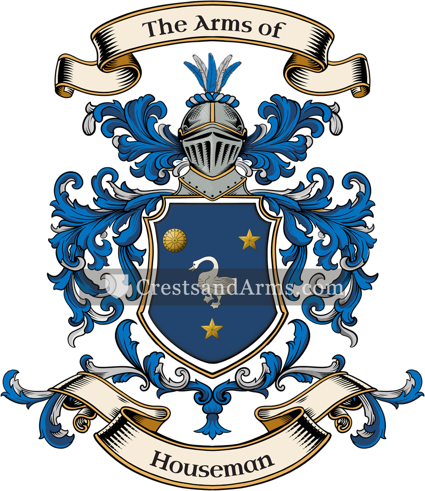 The Houseman coat of arms, drawn from the recorded blazon