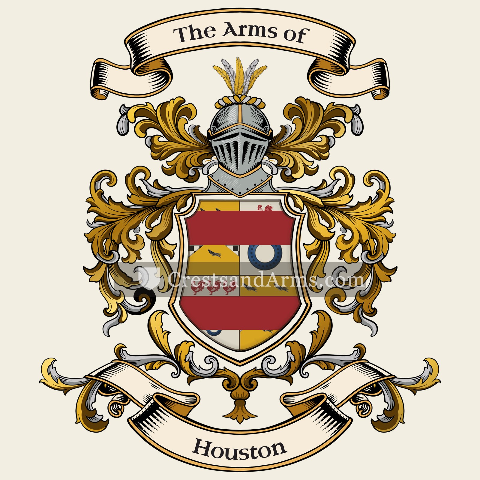 The Houston coat of arms, drawn from the recorded blazon