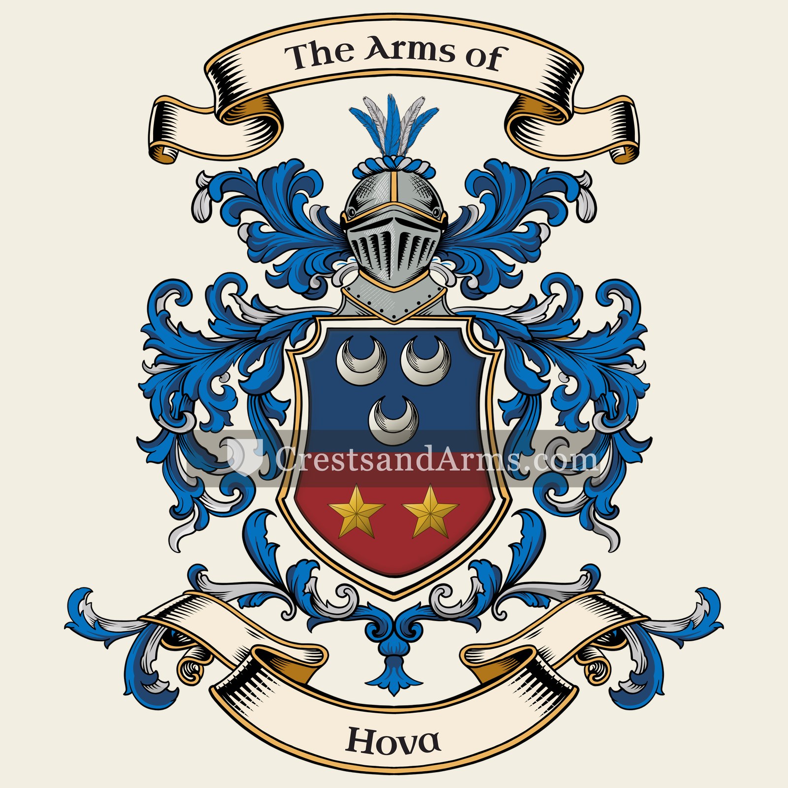 The Hova coat of arms, drawn from the recorded blazon