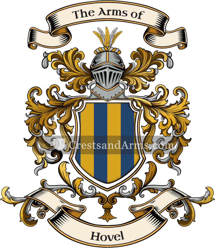 The Hovel coat of arms, drawn from the recorded blazon