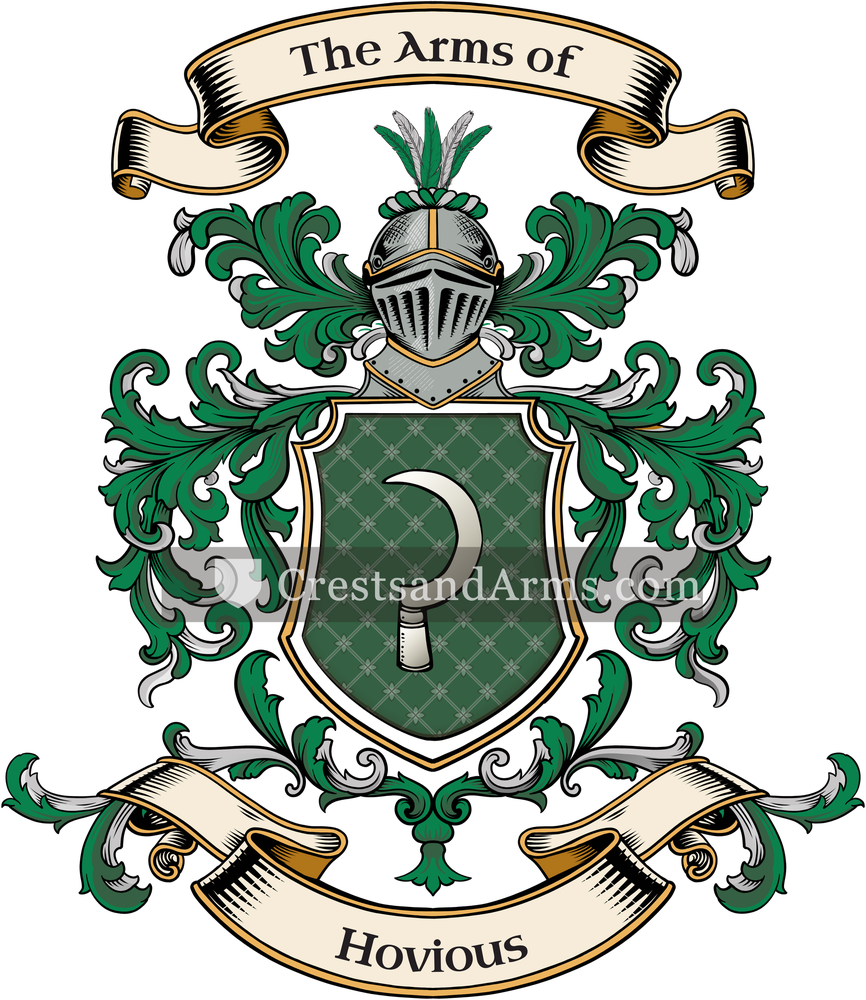 The Hovious coat of arms, drawn from the recorded blazon