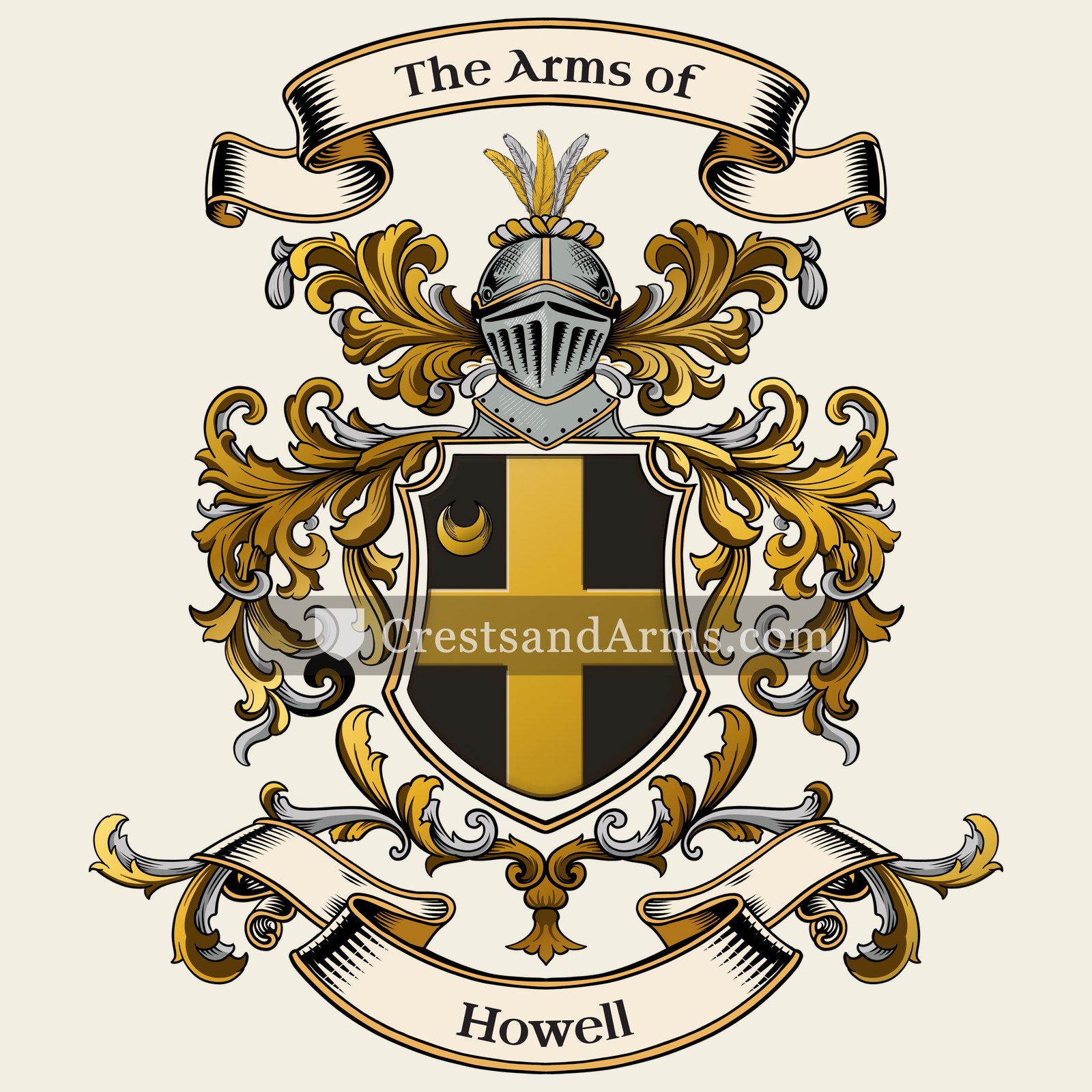 The Howell coat of arms, drawn from the recorded blazon