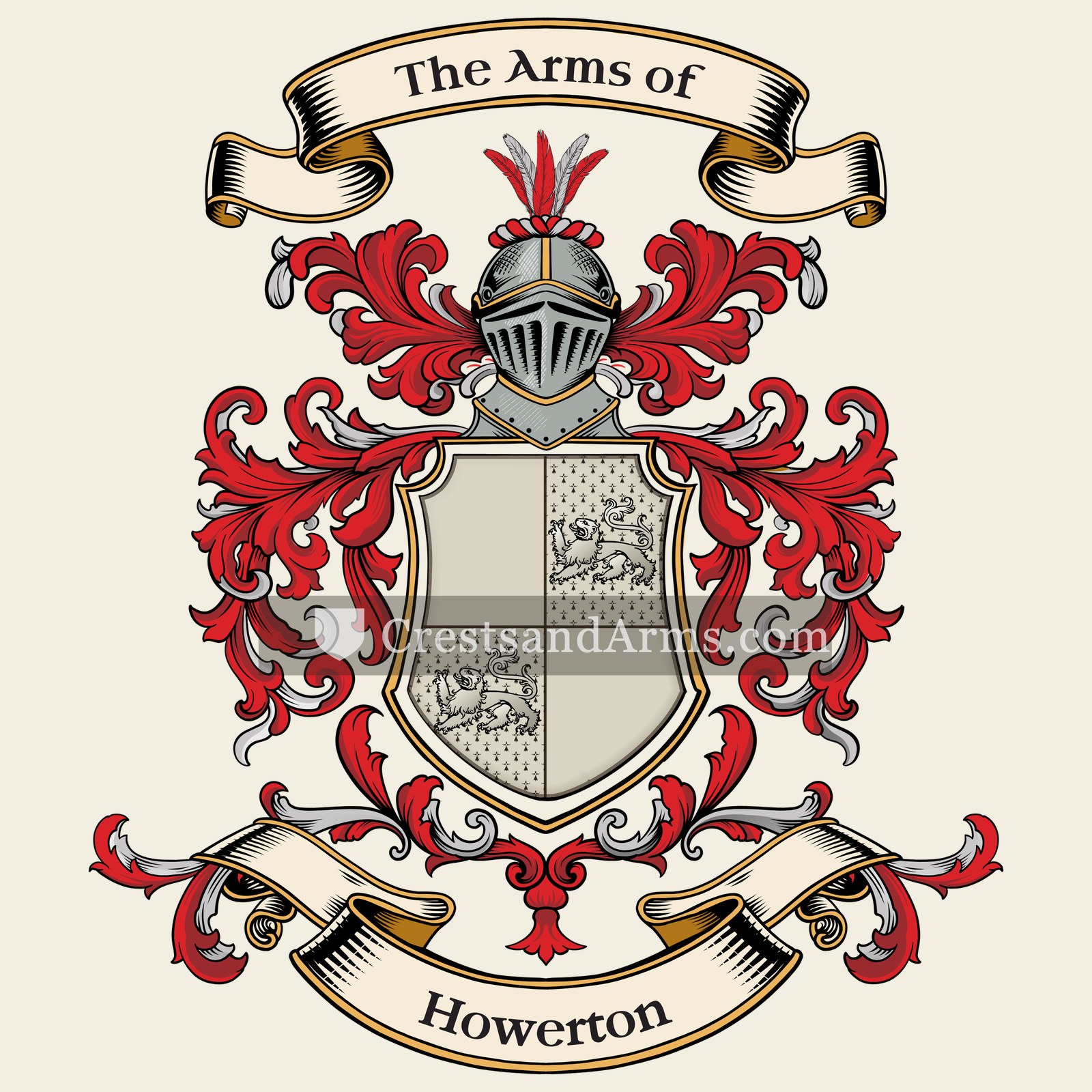The Howerton coat of arms, drawn from the recorded blazon