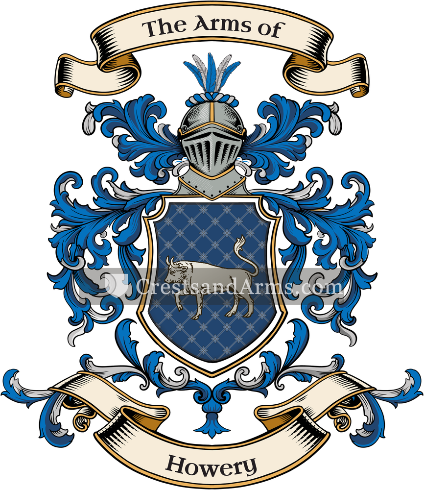 The Howery coat of arms, drawn from the recorded blazon