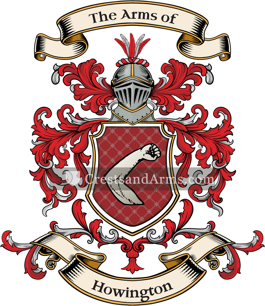 The Howington coat of arms, drawn from the recorded blazon