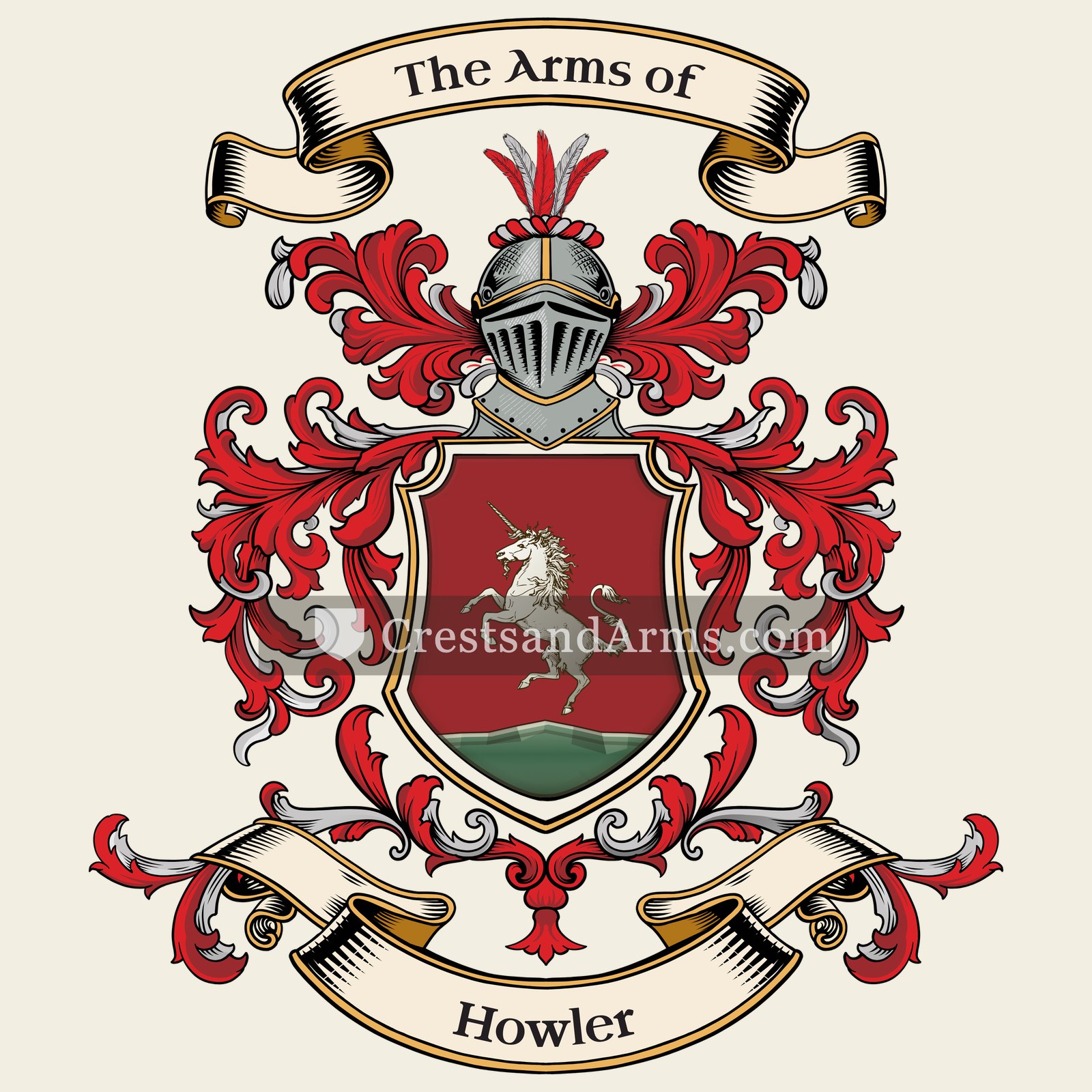 The Howler coat of arms, drawn from the recorded blazon