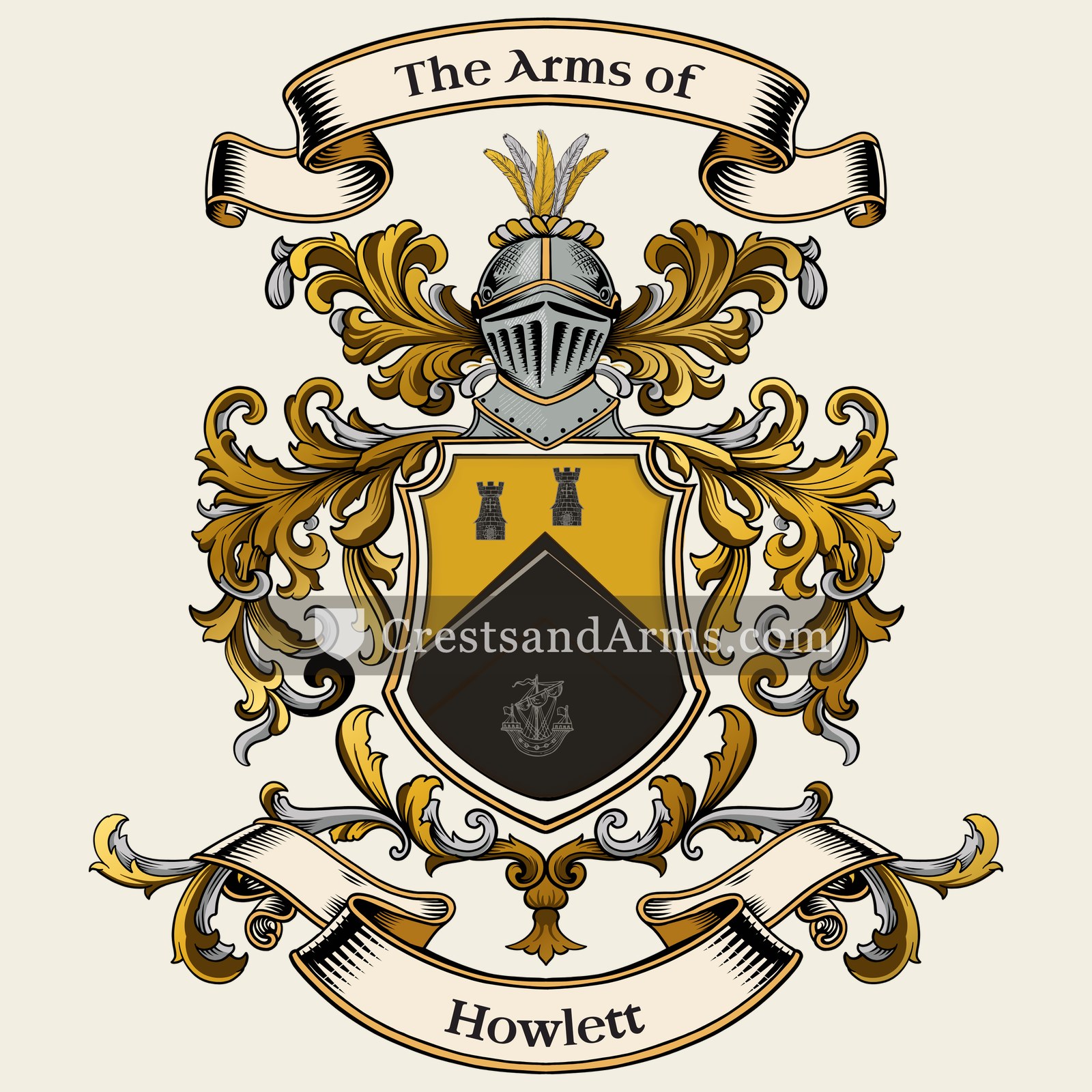 The Howlett coat of arms, drawn from the recorded blazon