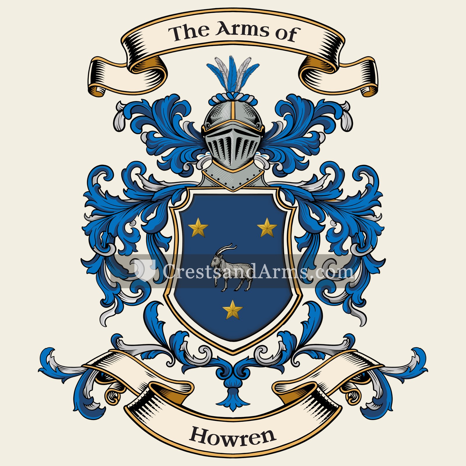 The Howren coat of arms, drawn from the recorded blazon