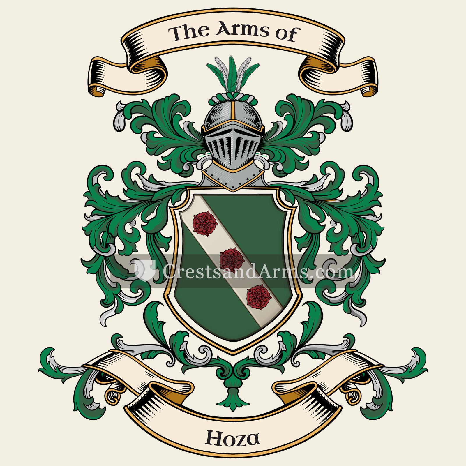 The Hoza coat of arms, drawn from the recorded blazon