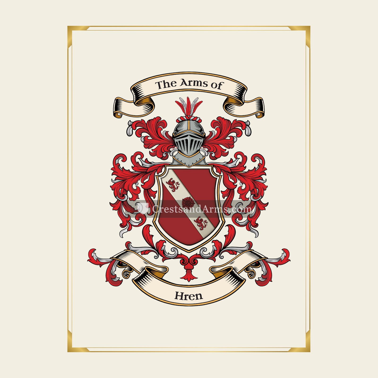 With gold border