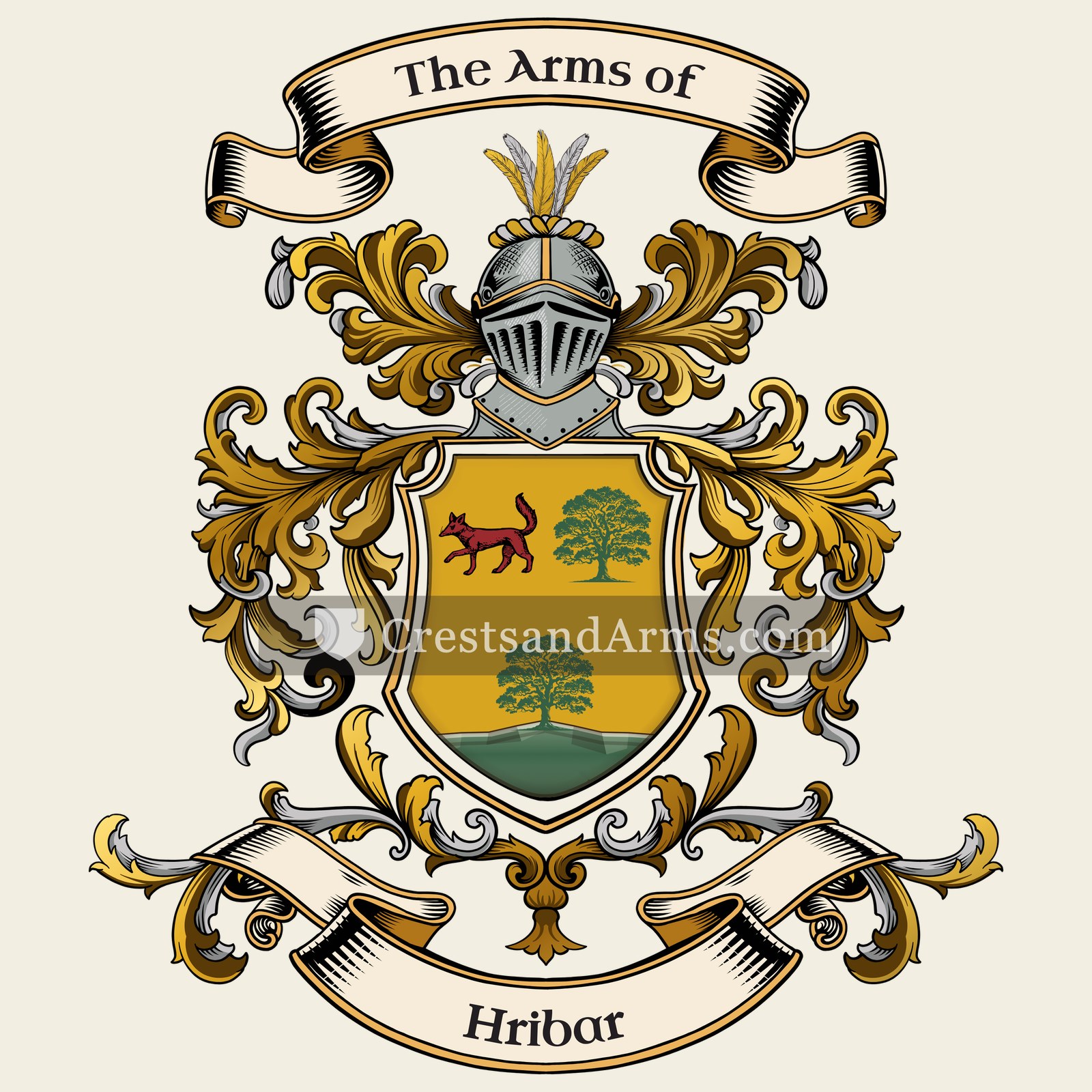 The Hribar coat of arms, drawn from the recorded blazon