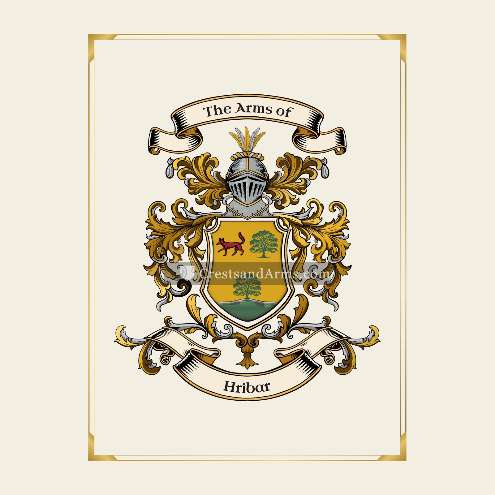 With gold border