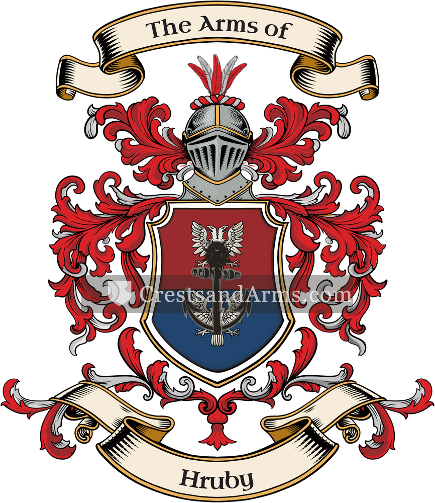 The Hruby coat of arms, drawn from the recorded blazon