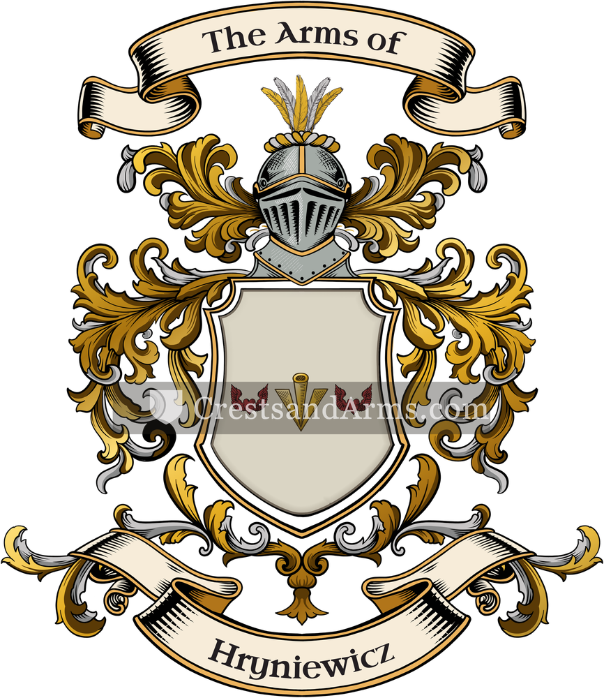 The Hryniewicz coat of arms, drawn from the recorded blazon