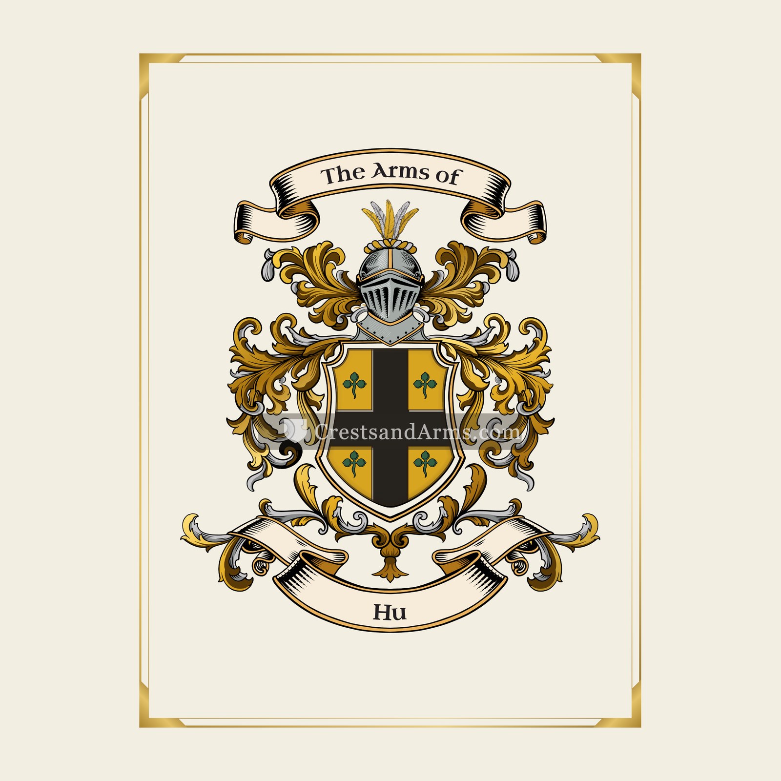 With gold border