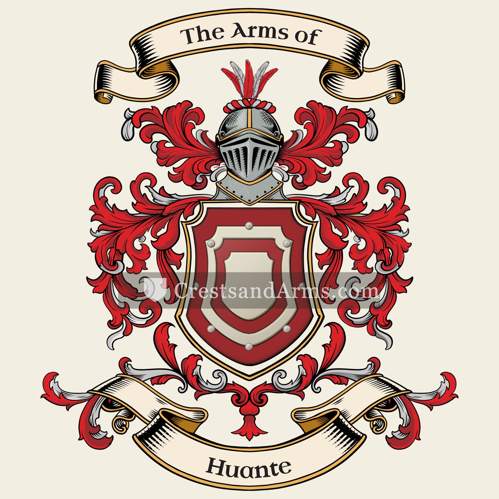 The Huante coat of arms, drawn from the recorded blazon