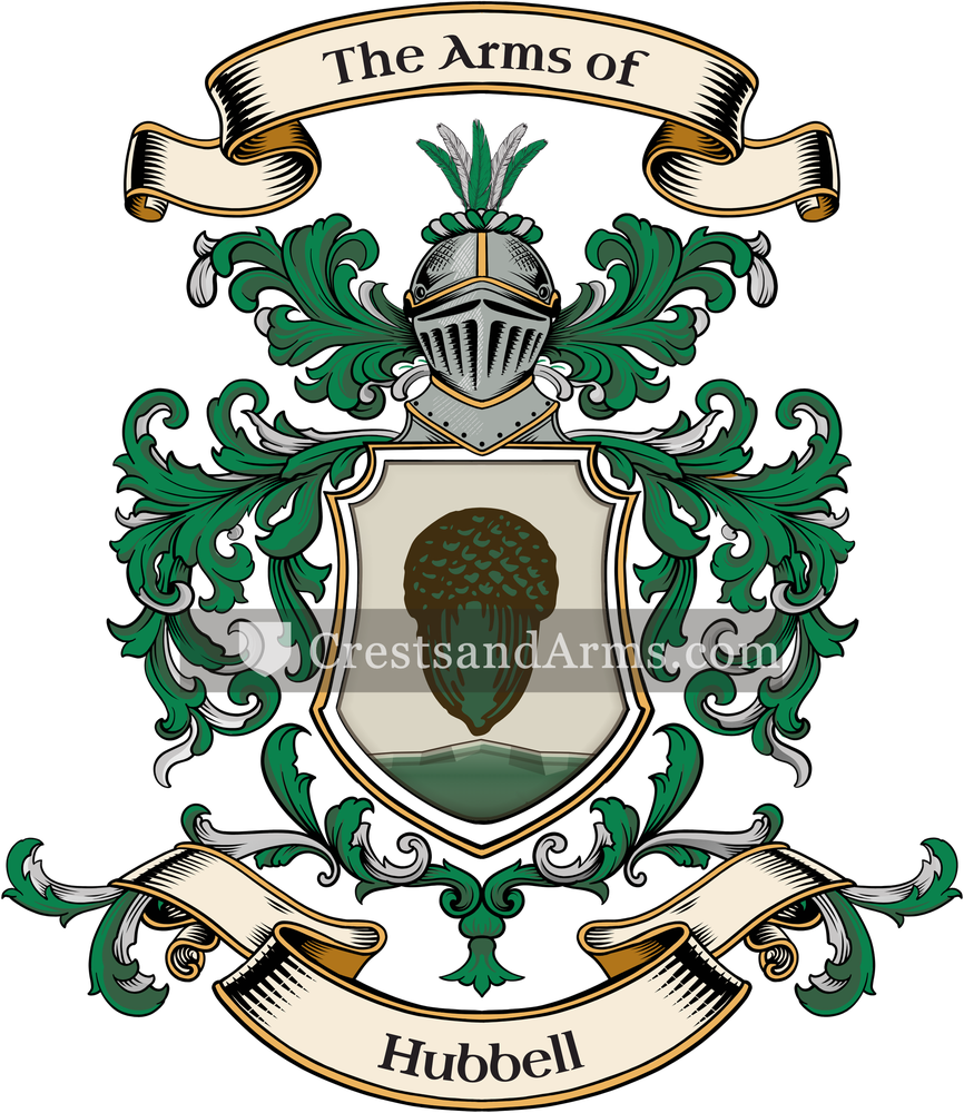 The Hubbell coat of arms, drawn from the recorded blazon