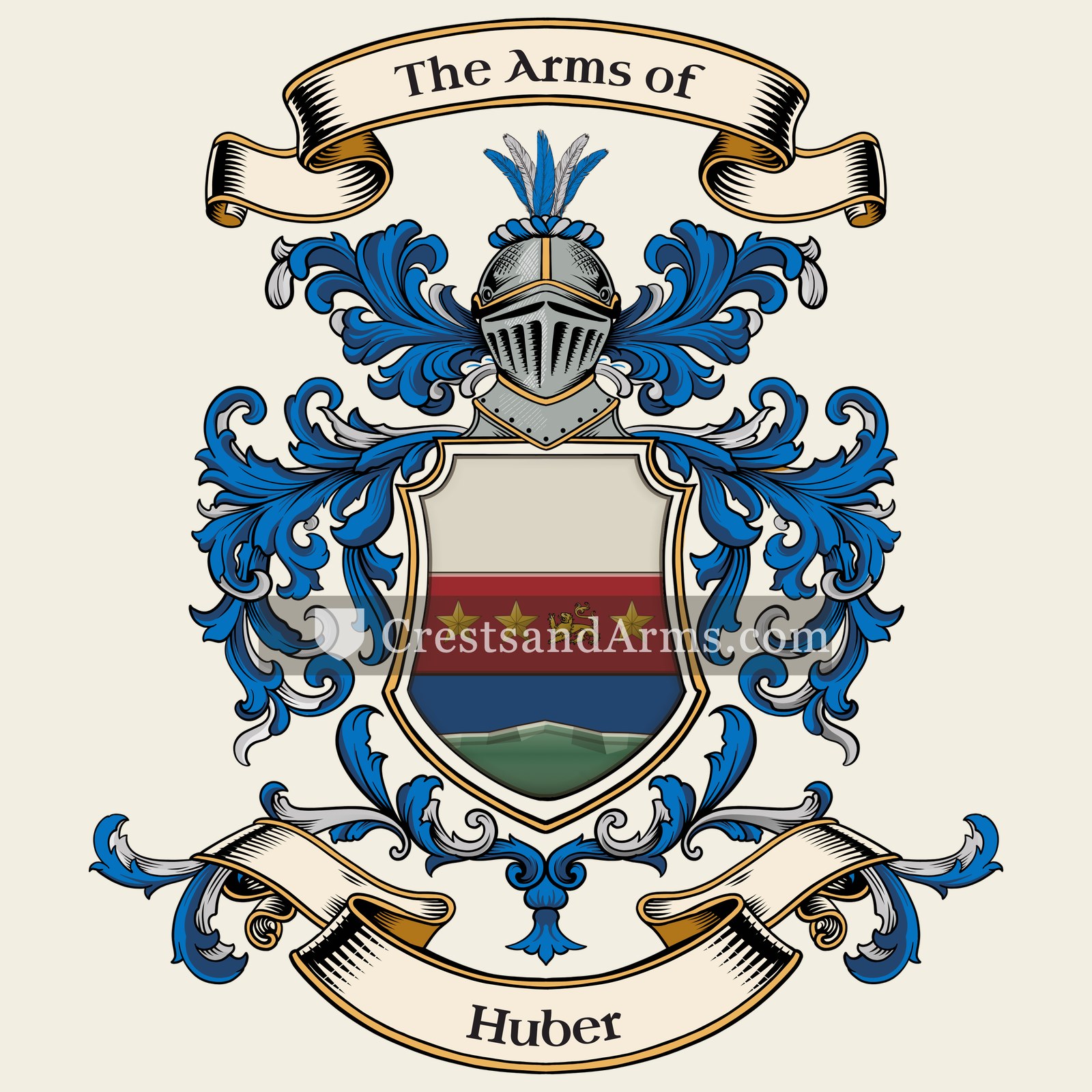 The Huber coat of arms, drawn from the recorded blazon