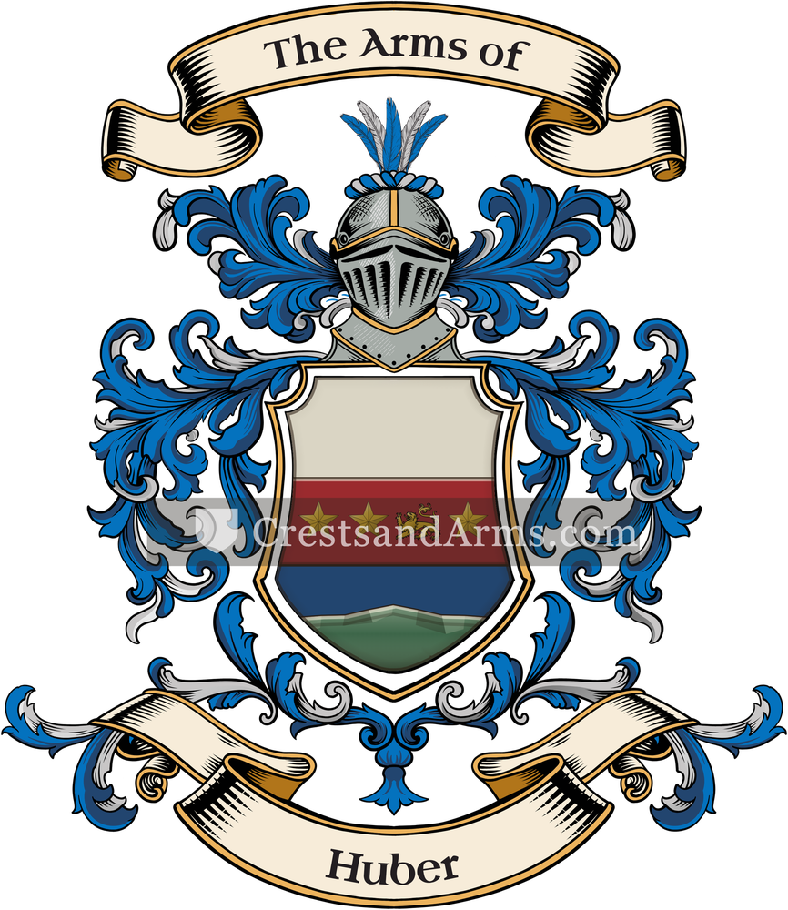 The Huber coat of arms, drawn from the recorded blazon