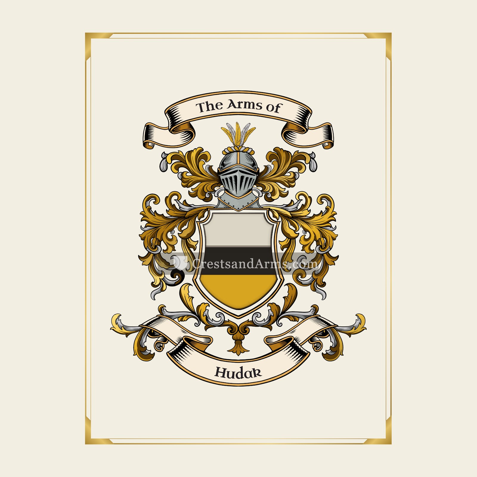 With gold border