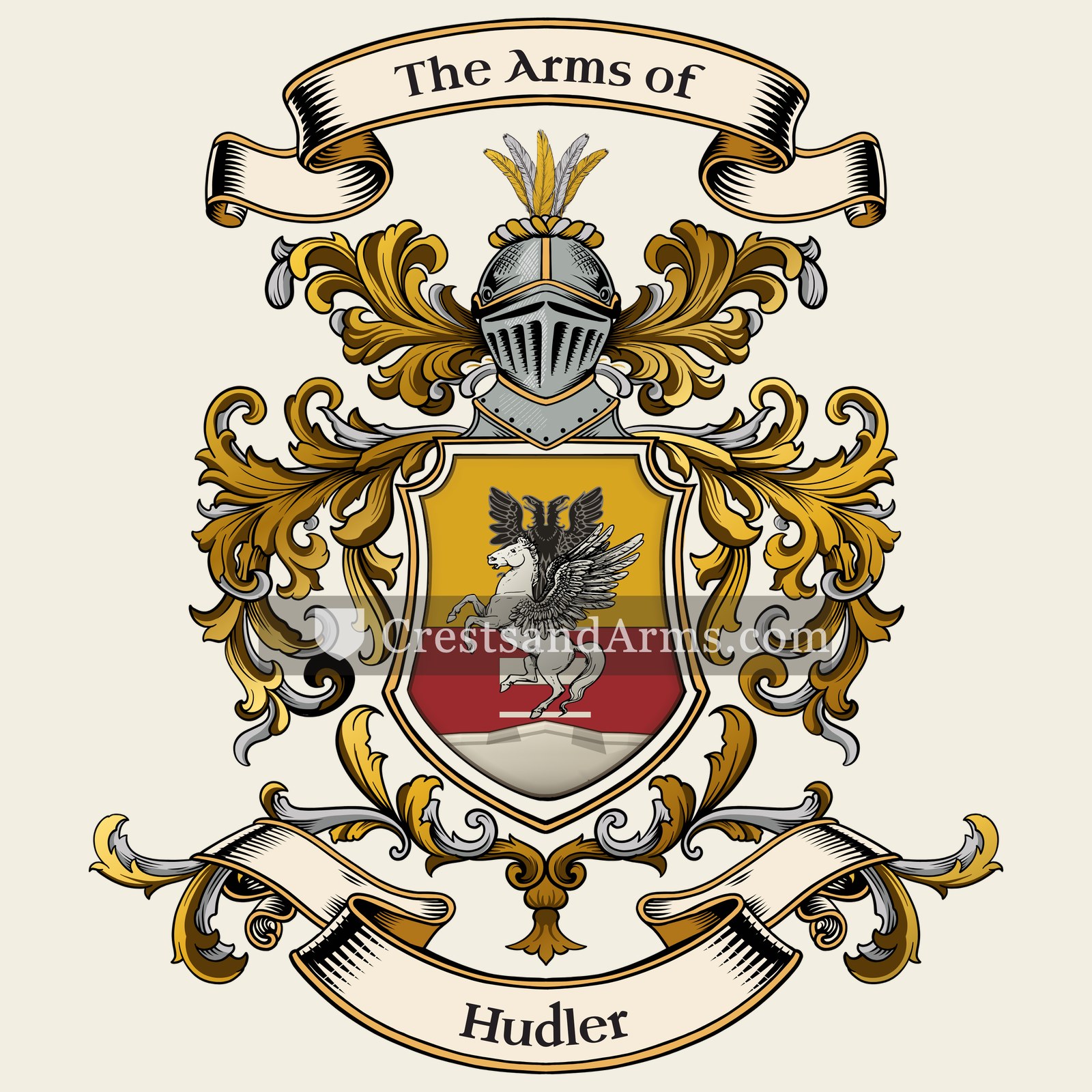 The Hudler coat of arms, drawn from the recorded blazon