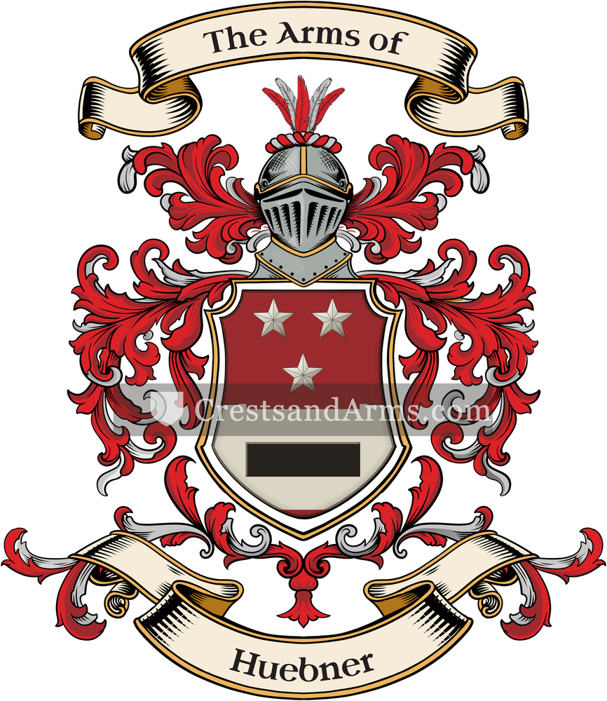 The Huebner coat of arms, drawn from the recorded blazon