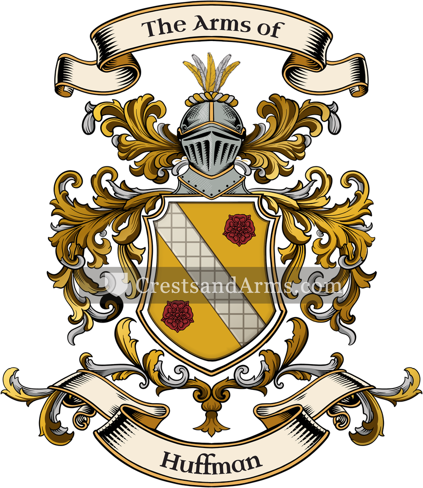 The Huffman coat of arms, drawn from the recorded blazon