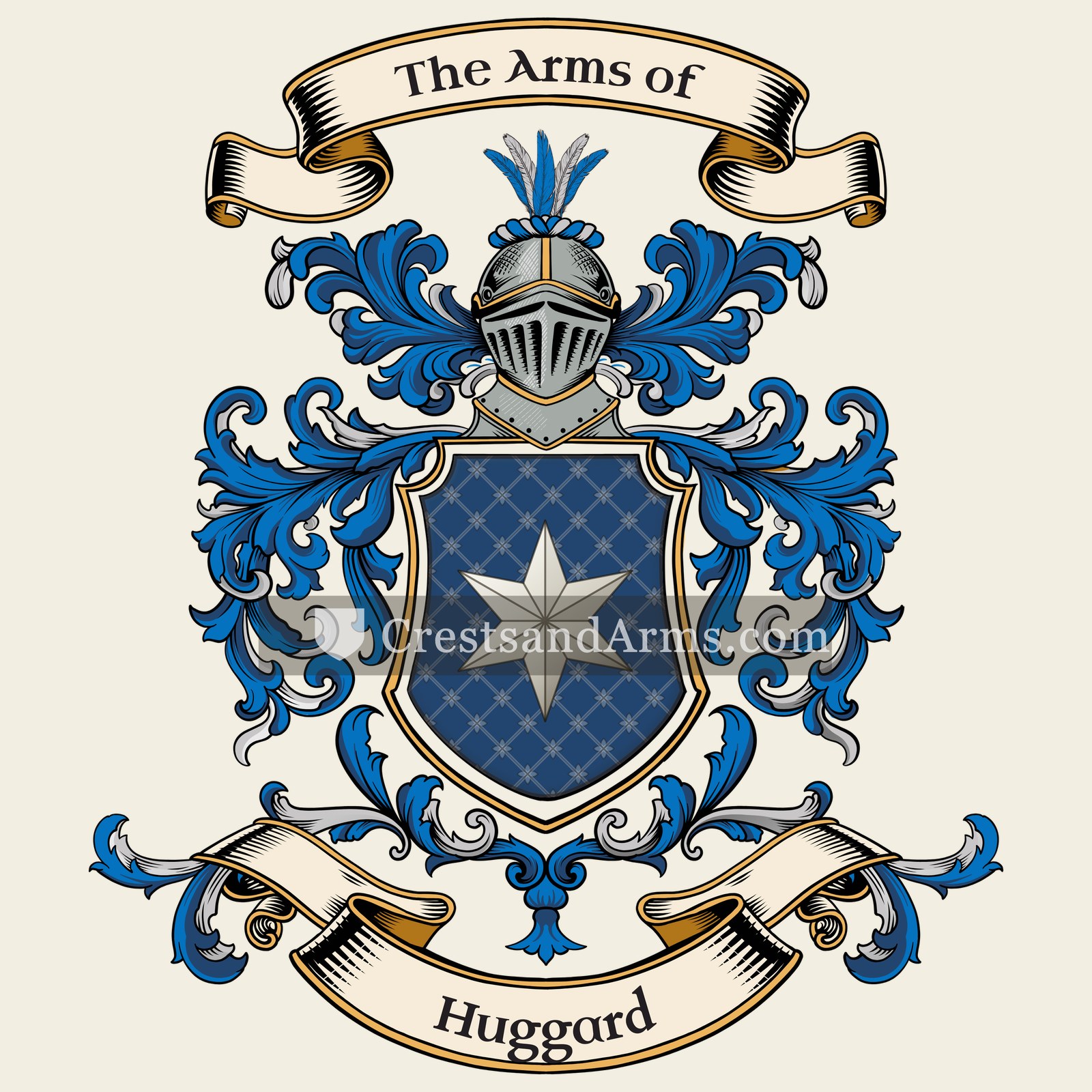 The Huggard coat of arms, drawn from the recorded blazon