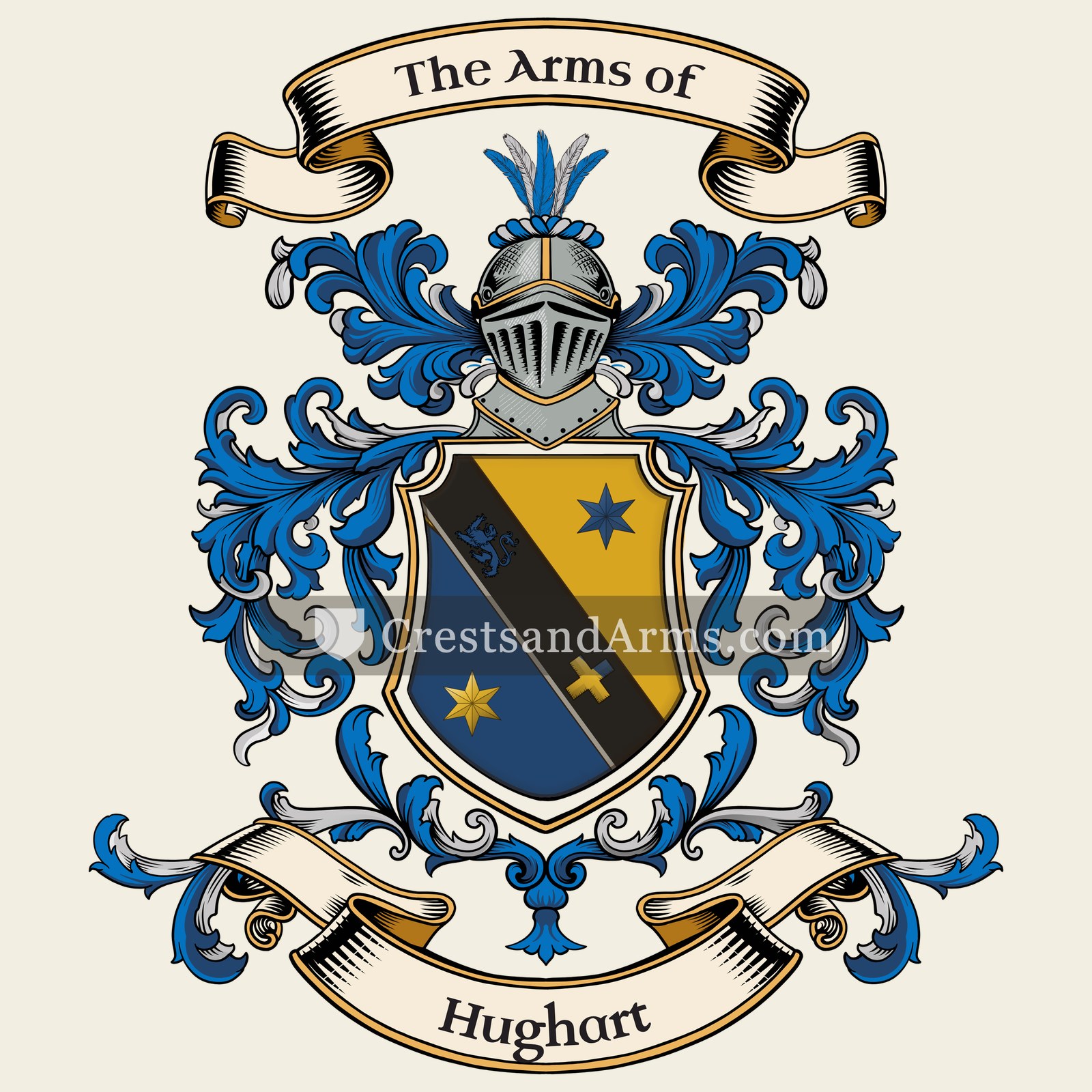The Hughart coat of arms, drawn from the recorded blazon