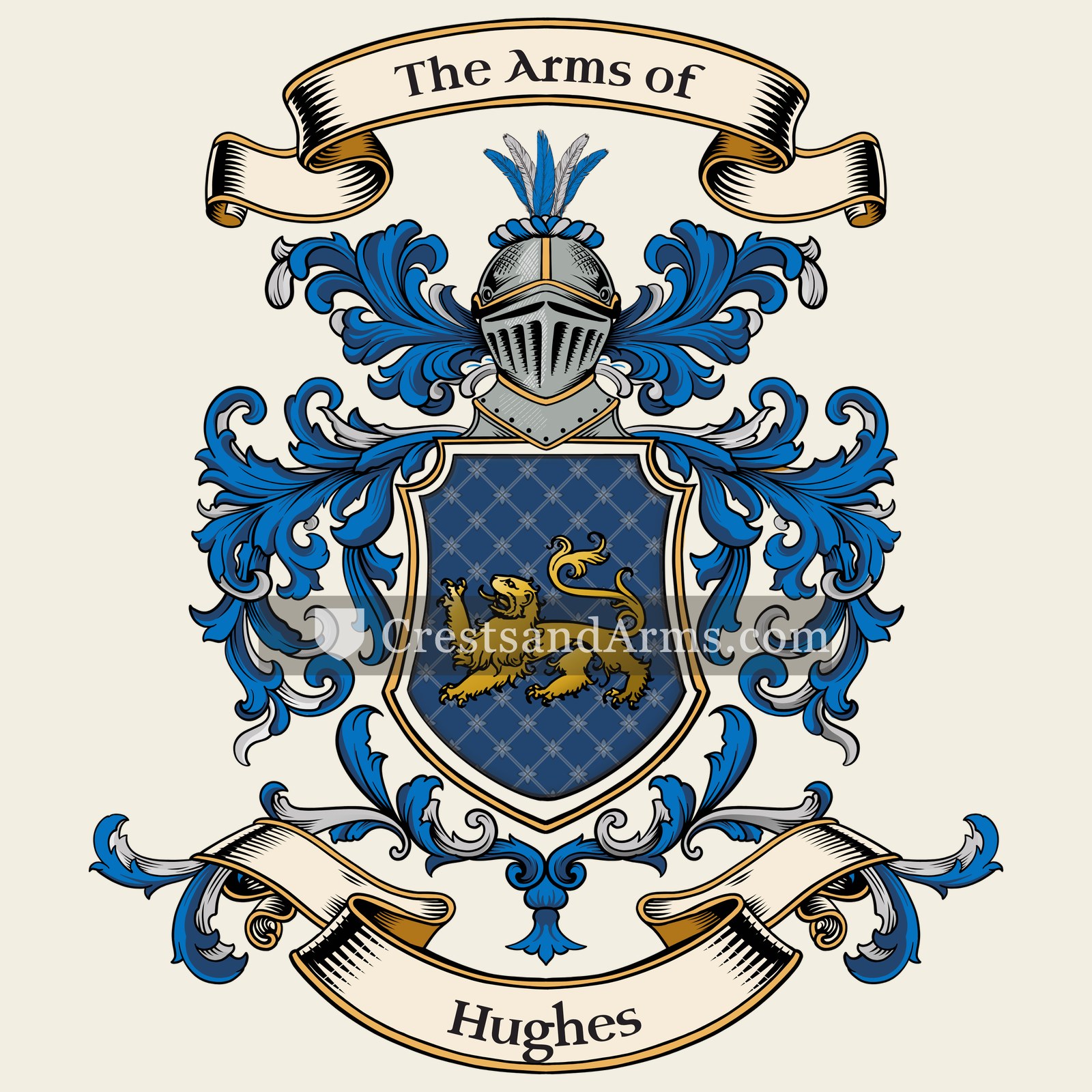 The Hughes coat of arms, drawn from the recorded blazon