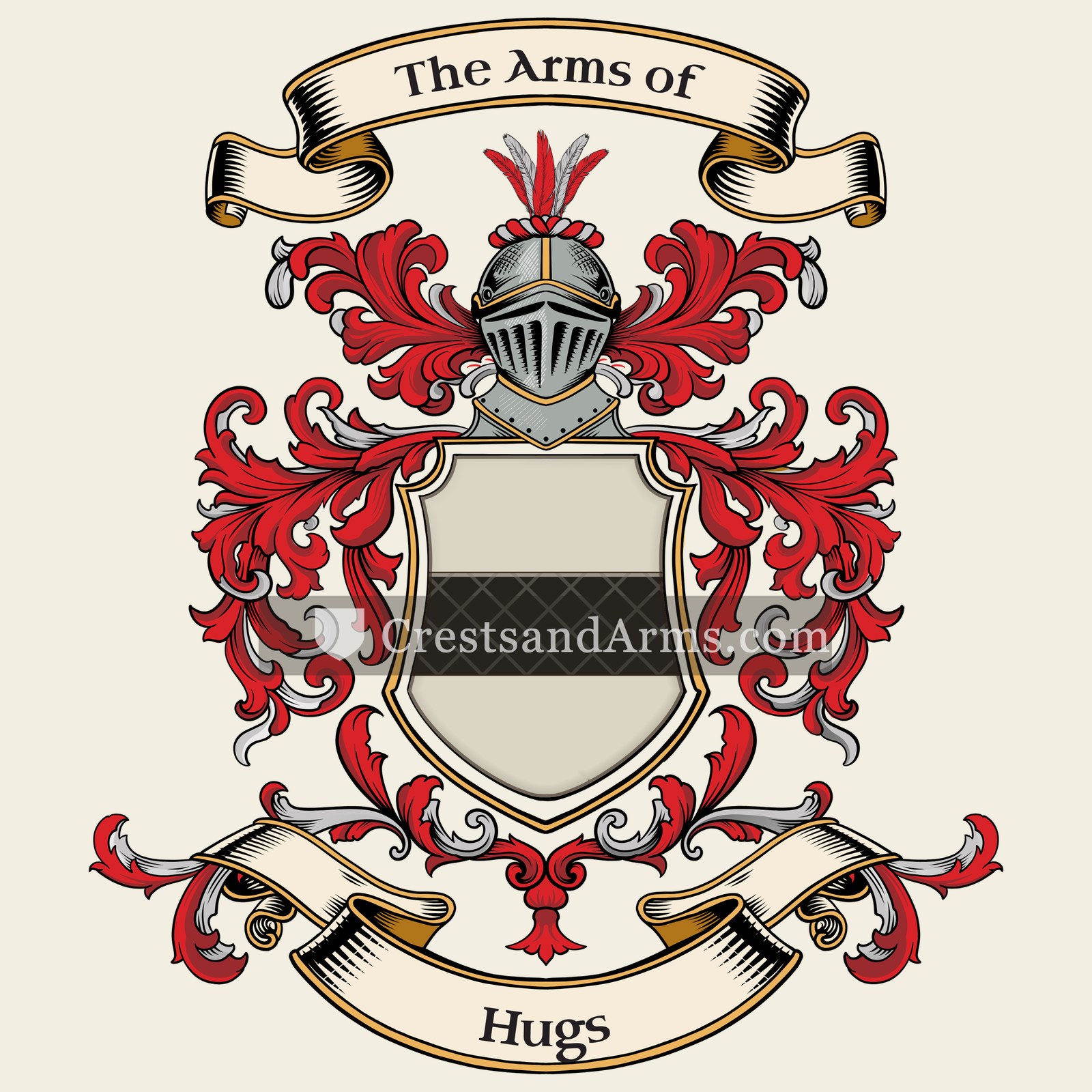 The Hugs coat of arms, drawn from the recorded blazon