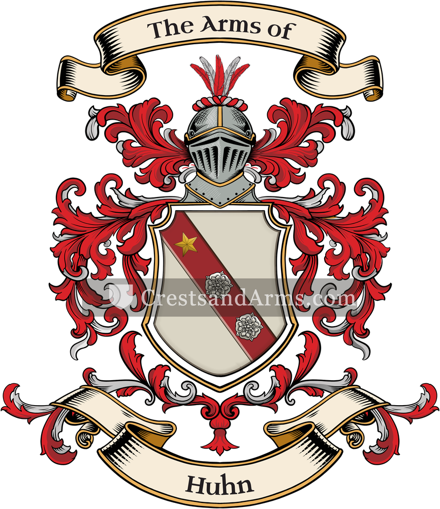 The Huhn coat of arms, drawn from the recorded blazon