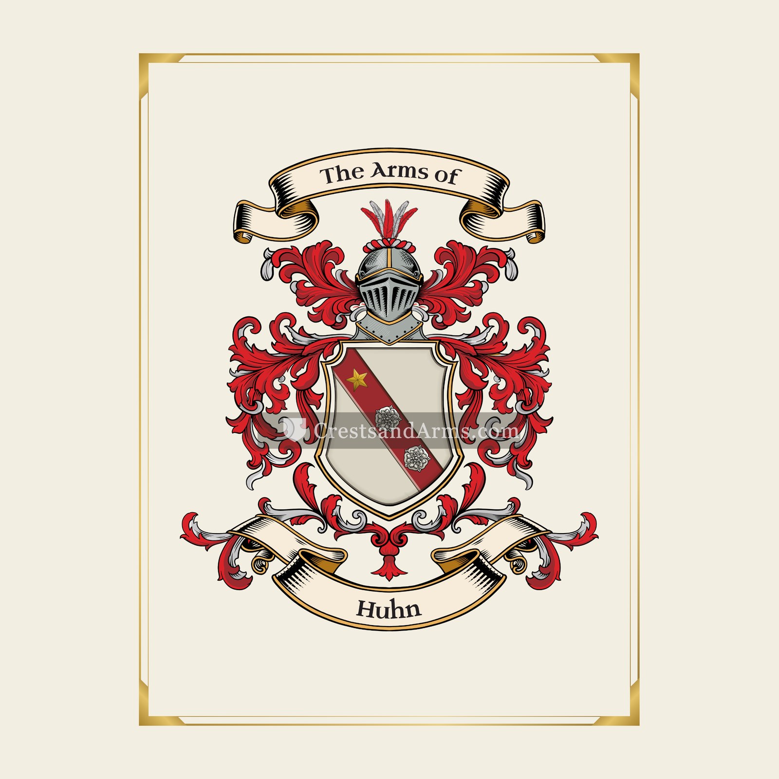 With gold border