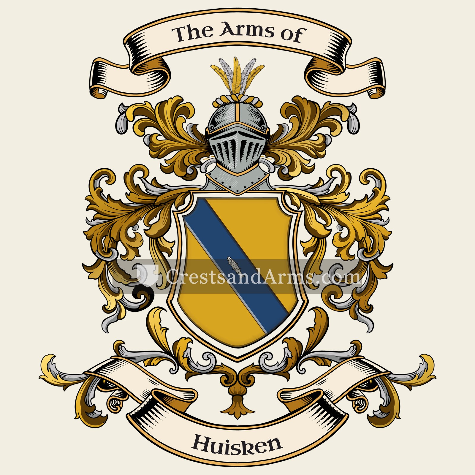 The Huisken coat of arms, drawn from the recorded blazon