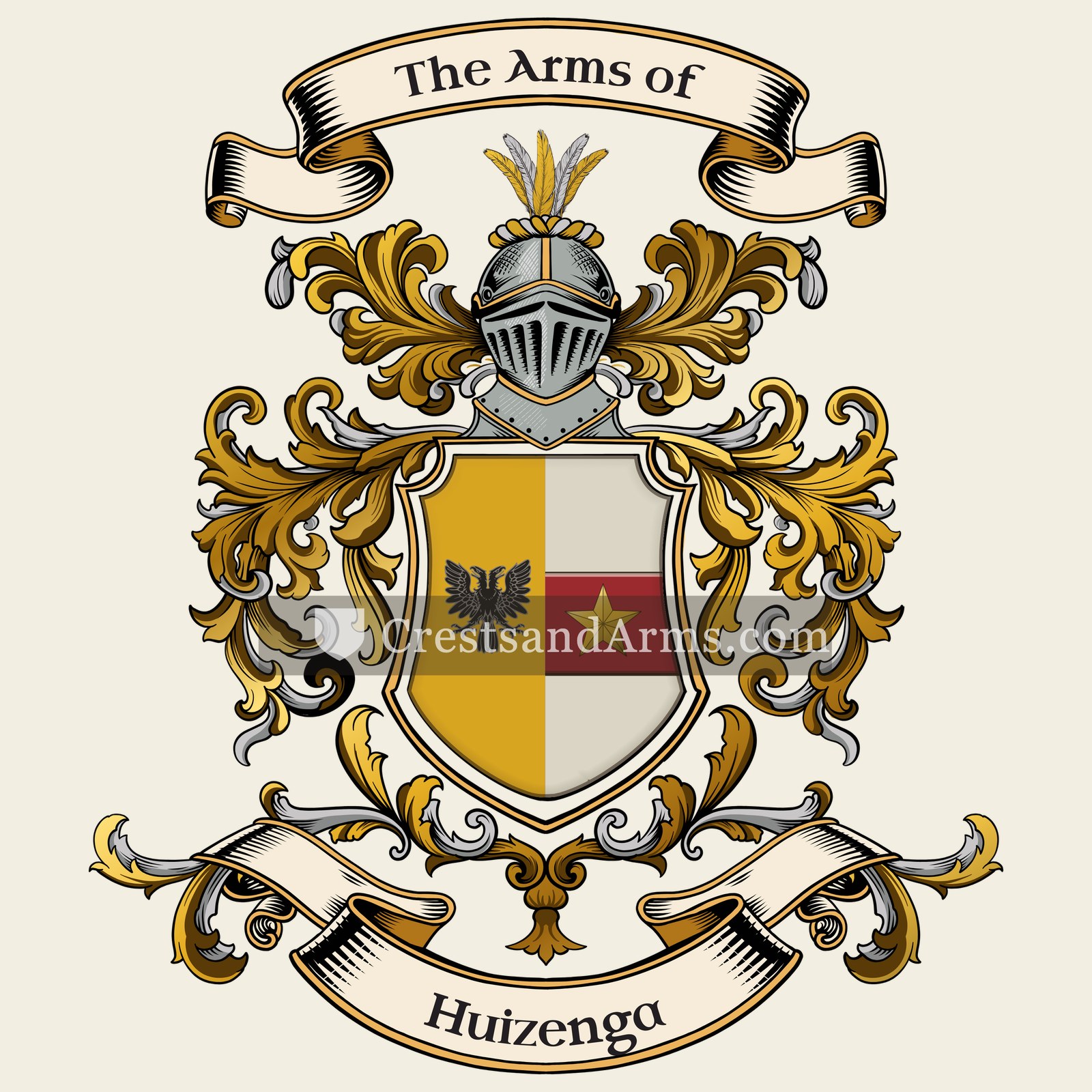 The Huizenga coat of arms, drawn from the recorded blazon