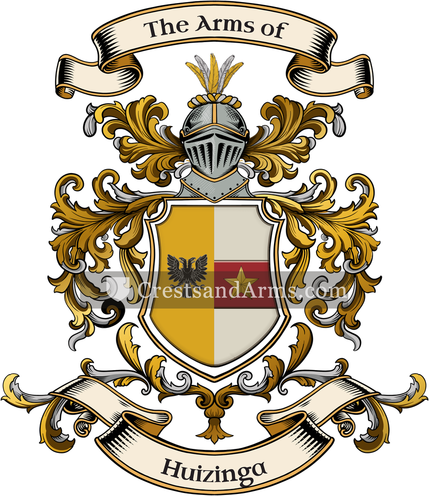 The Huizinga coat of arms, drawn from the recorded blazon