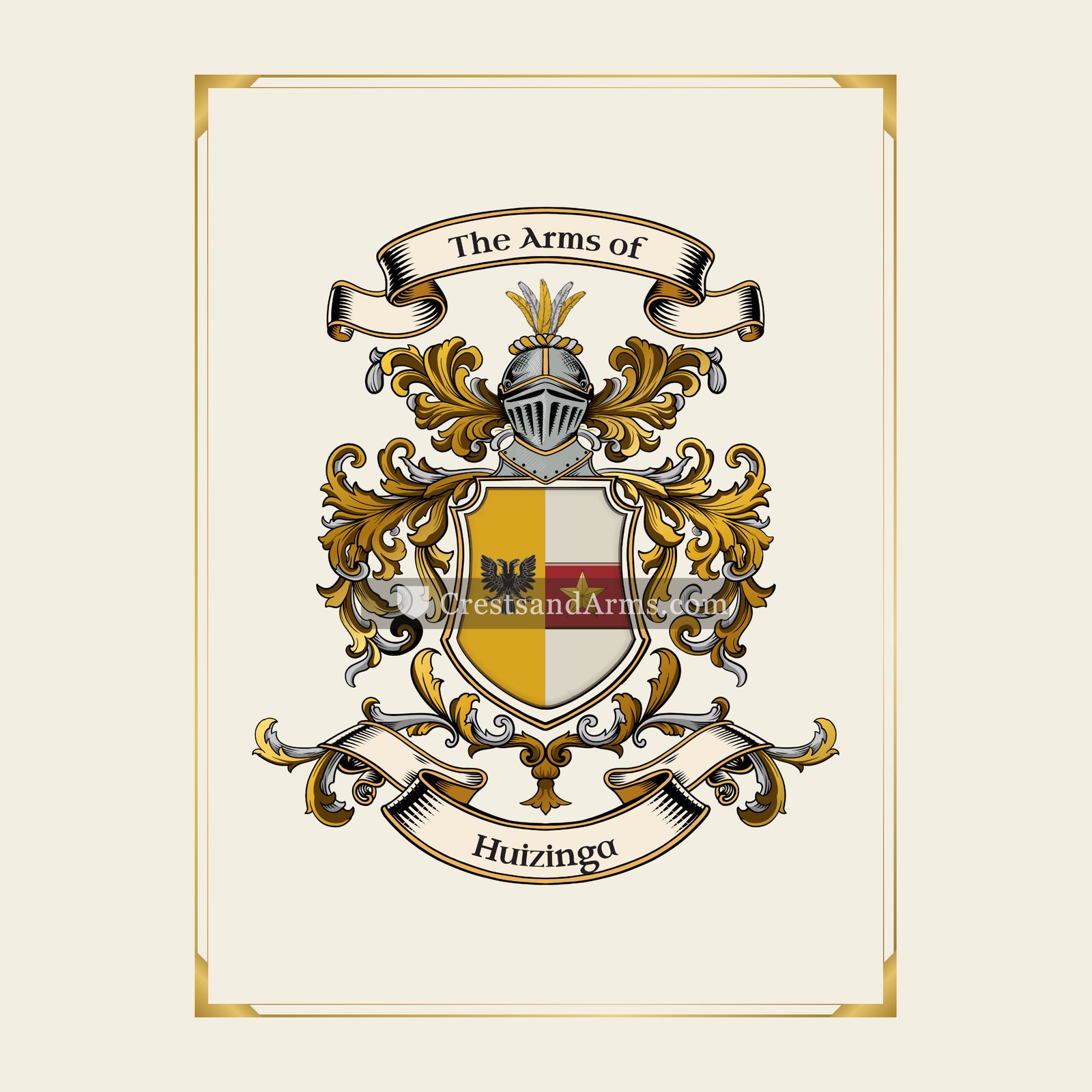 With gold border