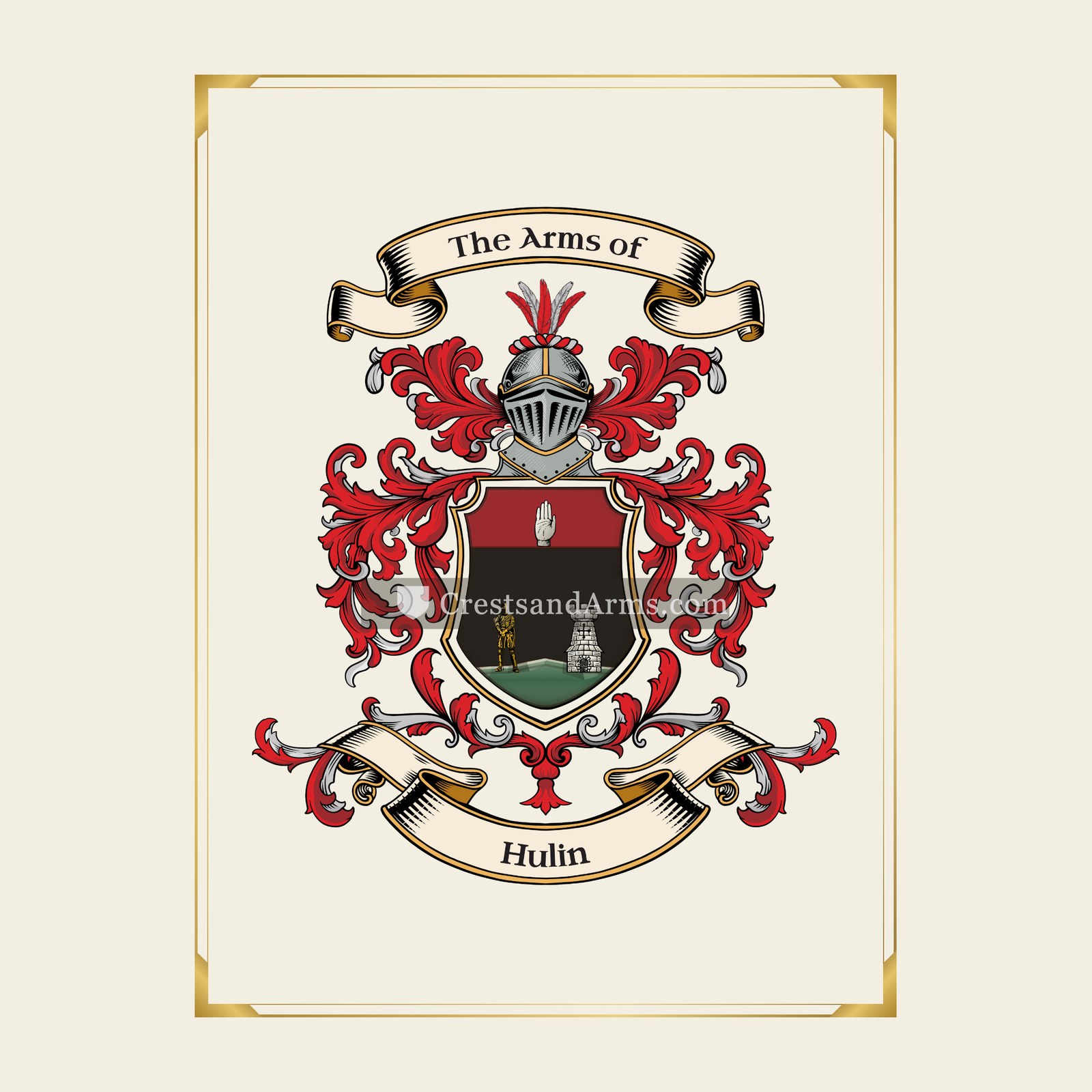 With gold border