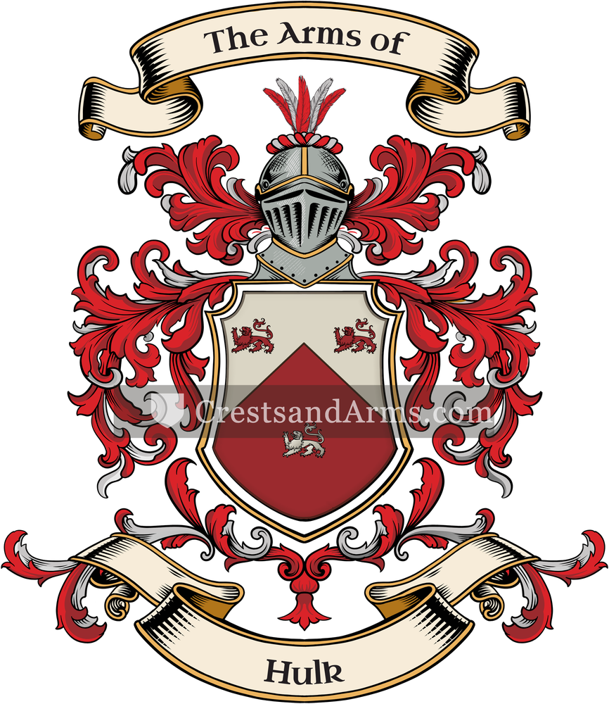 The Hulk coat of arms, drawn from the recorded blazon